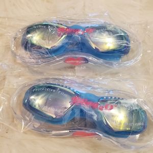 Bundle of 2 pair Bling2O water goggles with rhinestone detailing - aqua blue